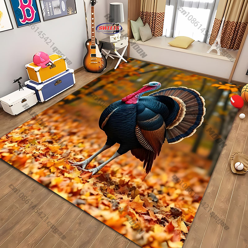Home Textiles Turkey - Żywy dywan z motywem indyka, kolorowa