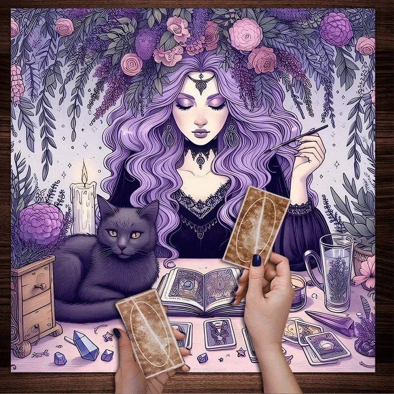 Home Textiles News - Obrus Wisteria Wiedźma Tarot Wróżbiarstwo Czarny
