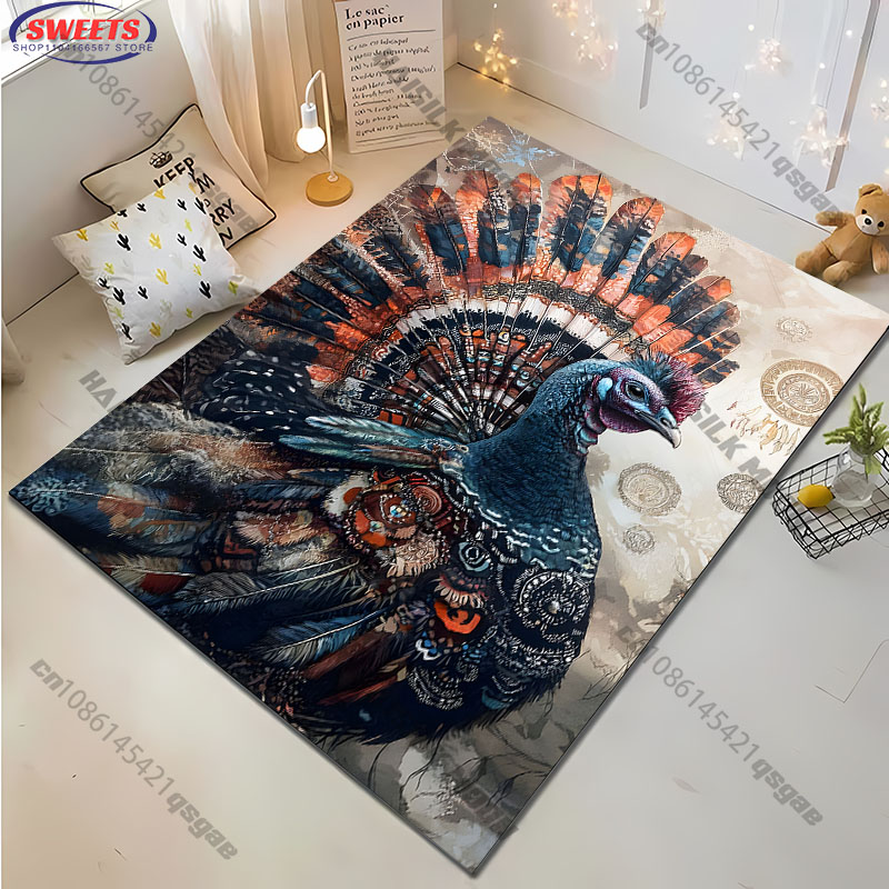 Żywy dywan z motywem indyka, k – Home Textiles Turkey recenzja i cena
